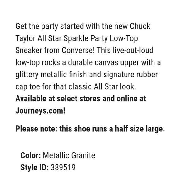 Converse Chuck Taylor All-Star Sparkle Party Low-Top Sneakers- Metallic Granite - Picture 7 of 11